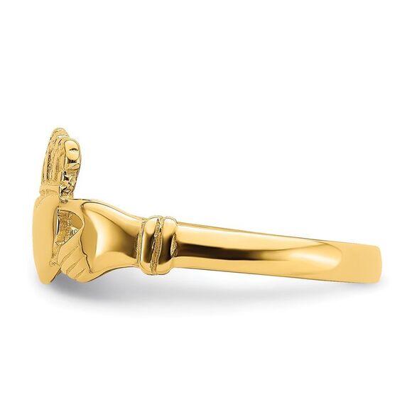 Kazi Luxury 14k Yellow Gold Polished Claddagh Ring